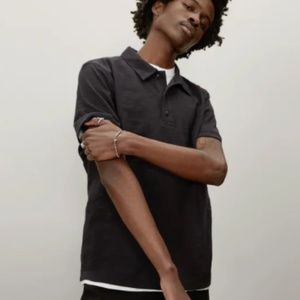 Everlane Organic Premium Weight Slub Polo - white and black
